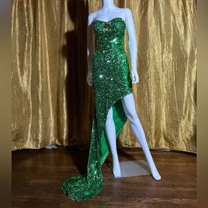 Alyce Paris Green Sequin High Low Dress size 4